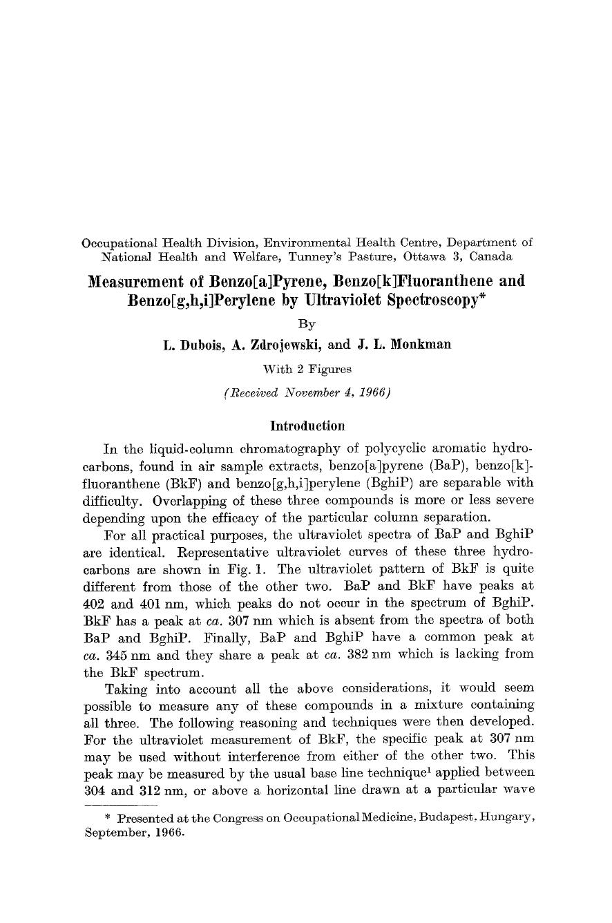 Measurement of benzo[a]pyrene, benzo[k]fluoranthene and benzo[g,h,i]perylene by ultraviolet spectroscopy by Unknown