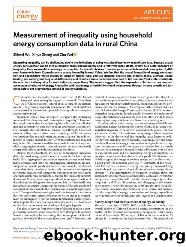 Measurement of inequality using household energy consumption data in rural China by Shimei Wu & Xinye Zheng & Chu Wei
