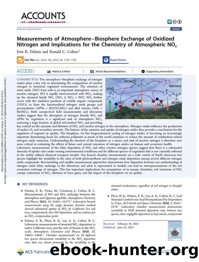 Measurements of AtmosphereâBiosphere Exchange of Oxidized Nitrogen and Implications for the Chemistry of Atmospheric NOx by Erin R. Delaria & Ronald C. Cohen