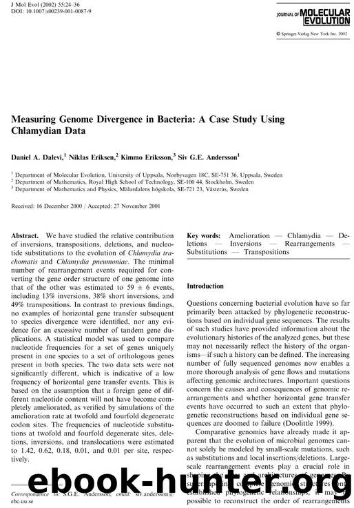 Measuring Genome Divergence in Bacteria: A Case Study Using Chlamydian Data by Dalevi D.A. et al