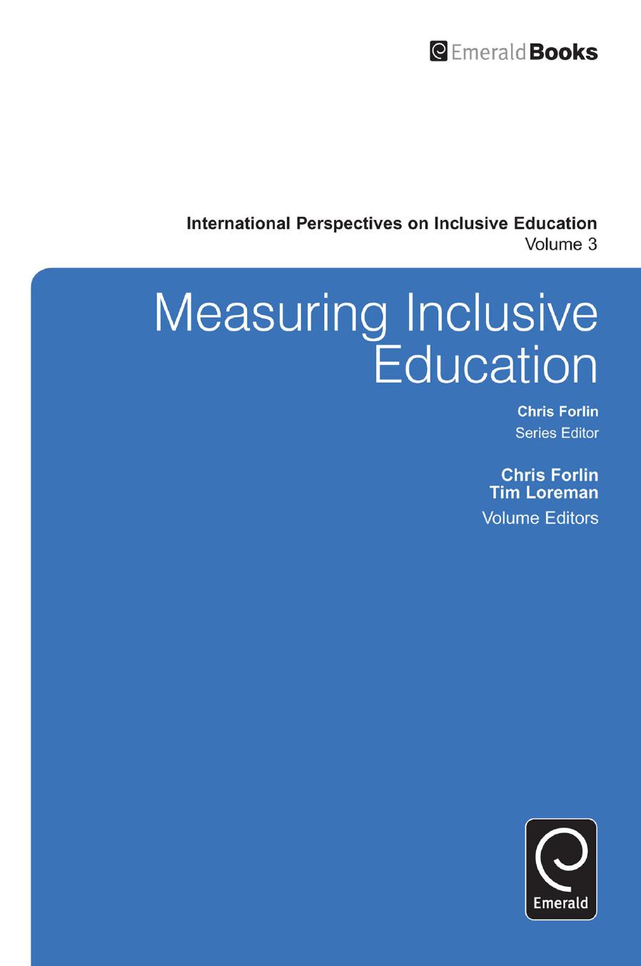 Measuring Inclusive Education by Chris Forlin Chris Forlin Tim Loreman