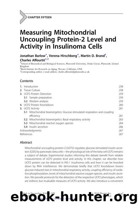 Measuring Mitochondrial Uncoupling Protein-2 Level and Activity in Insulinoma Cells by Jonathan Barlow & Verena Hirschberg & Martin D. Brand & Charles Affourtit