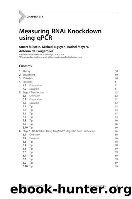 Measuring RNAi Knockdown using qPCR by Stuart Milstein & Michael Nguyen & Rachel Meyers & Antonin de Fougerolles