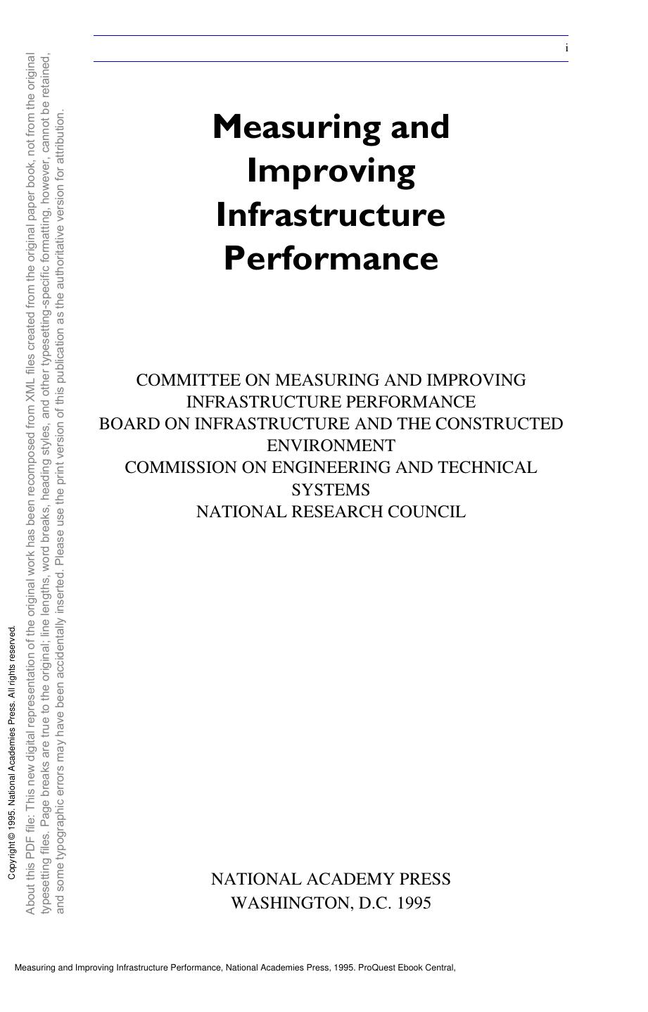 Measuring and Improving Infrastructure Performance by unknow