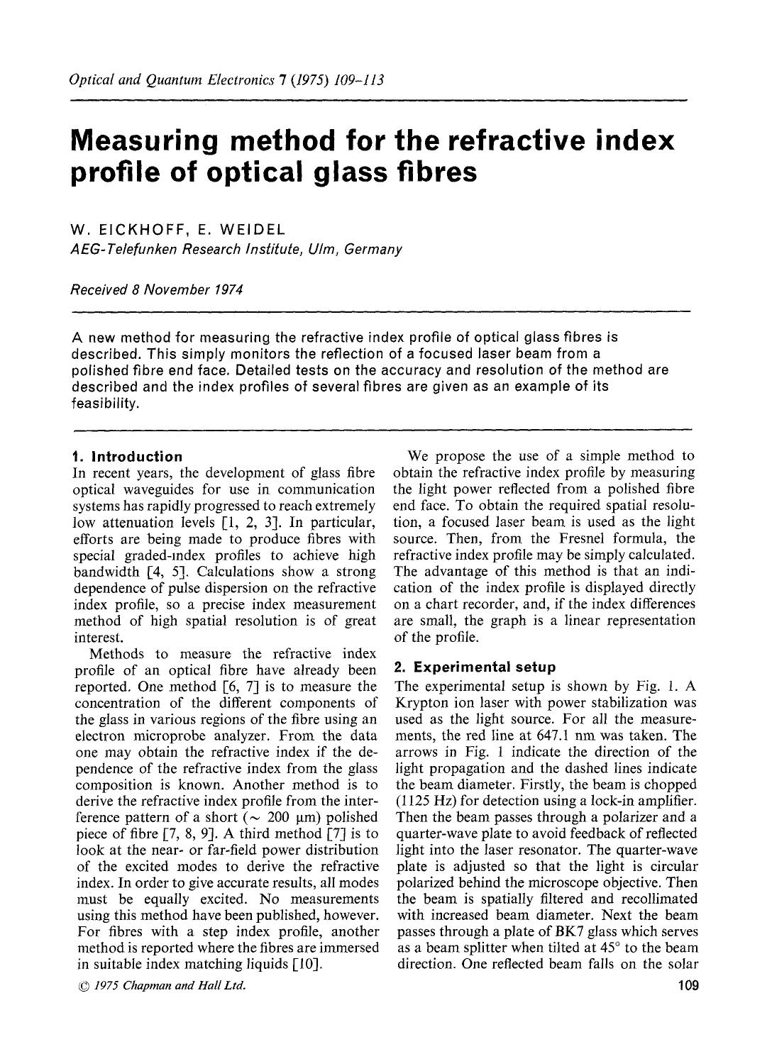 Measuring method for the refractive index profile of optical glass fibres by Unknown