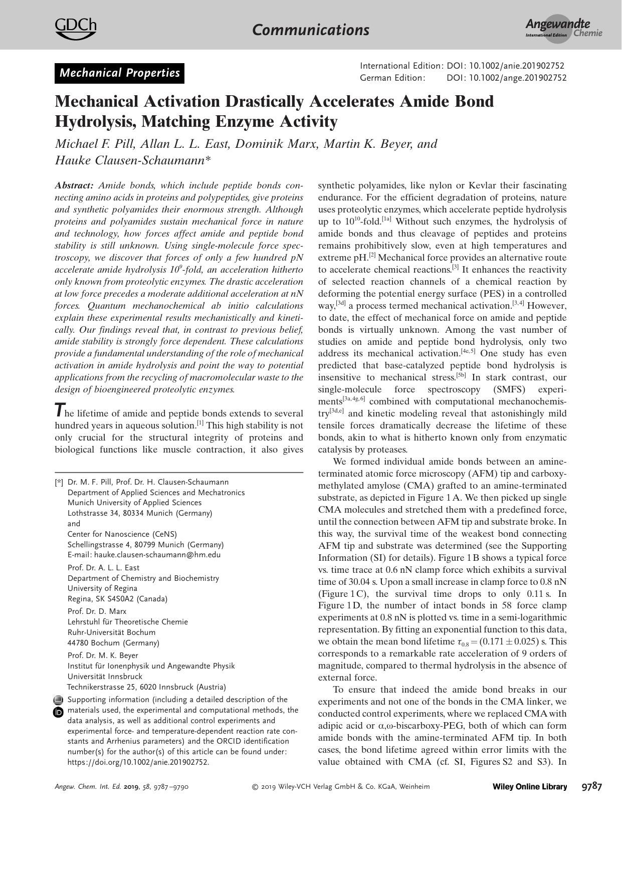 Mechanical Activation Drastically Accelerates Amide Bond Hydrolysis, Matching Enzyme Activity by Unknown