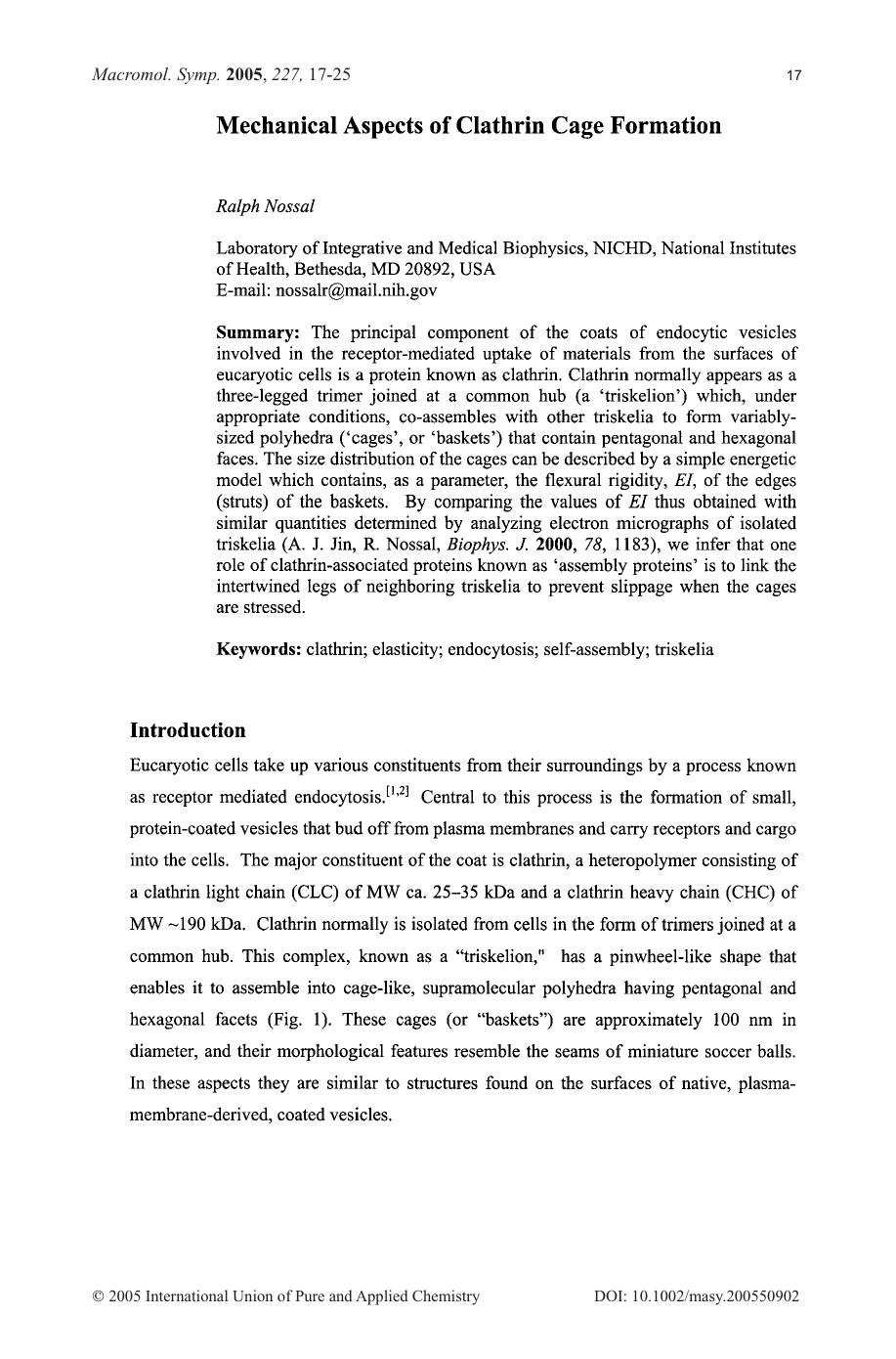 Mechanical Aspects of Clathrin Cage Formation by Unknown
