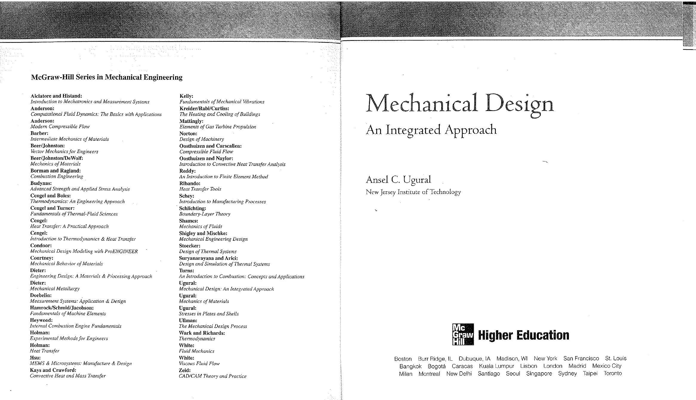 Mechanical Design: An Integrated Approach by Ansel Ugural Ansel Ugural