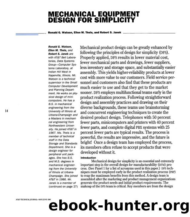 Mechanical Equipment Design for Simplicity by Unknown
