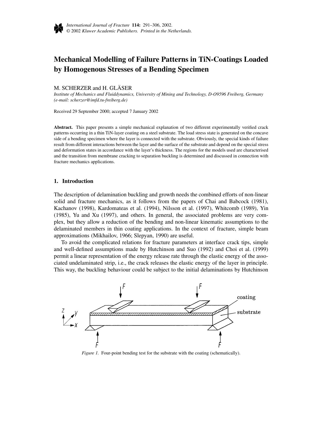 Mechanical Modelling of Failure Patterns in TiN-Coatings Loaded by Homogenous Stresses of a Bending Specimen by Unknown