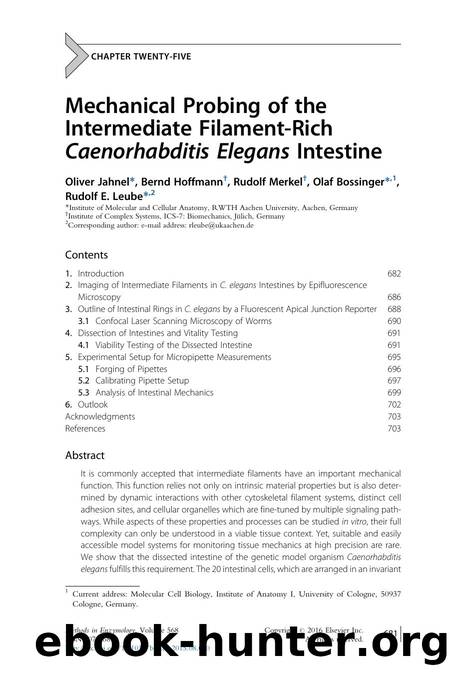 Mechanical Probing of the Intermediate Filament-Rich Caenorhabditis Elegans Intestine by Oliver Jahnel & Bernd Hoffmann & Rudolf Merkel & Olaf Bossinger & Rudolf E. Leube