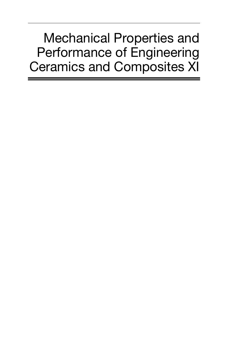 Mechanical Properties and Performance of Engineering Ceramics and Composites XI by Unknow