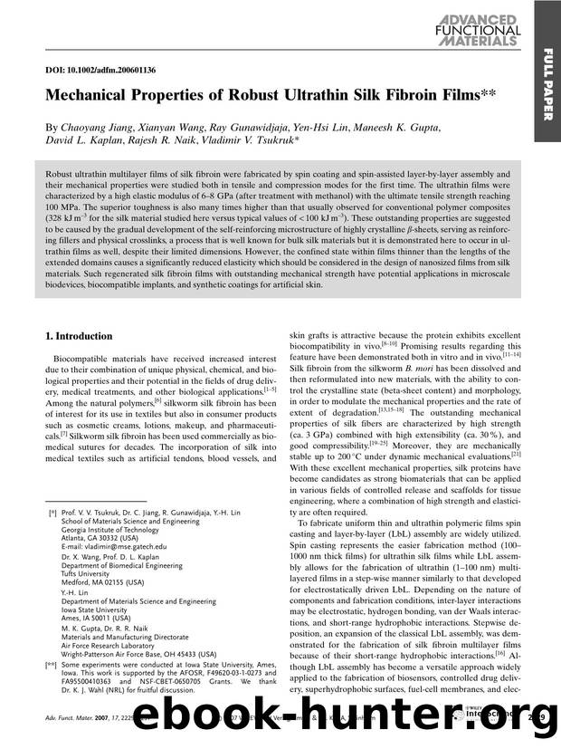 Mechanical Properties of Robust Ultrathin Silk Fibroin Films by Unknown