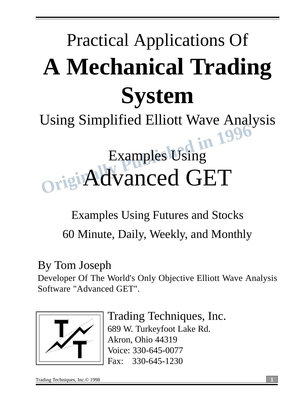 Mechanical Trading System Using Advanced GET by YN