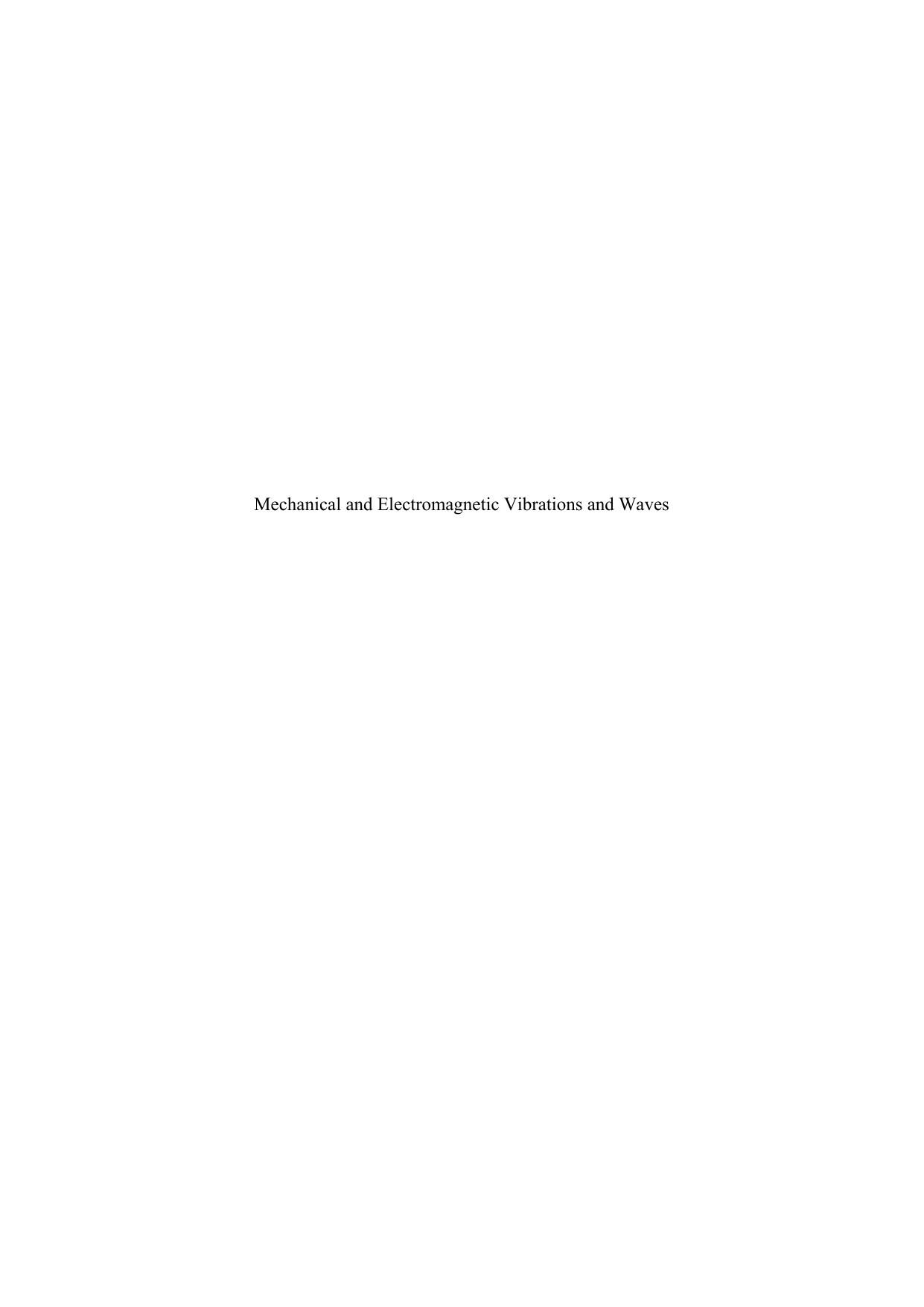Mechanical and Electromagnetic Vibrations and Waves by Tamer Becherrawy(auth.)