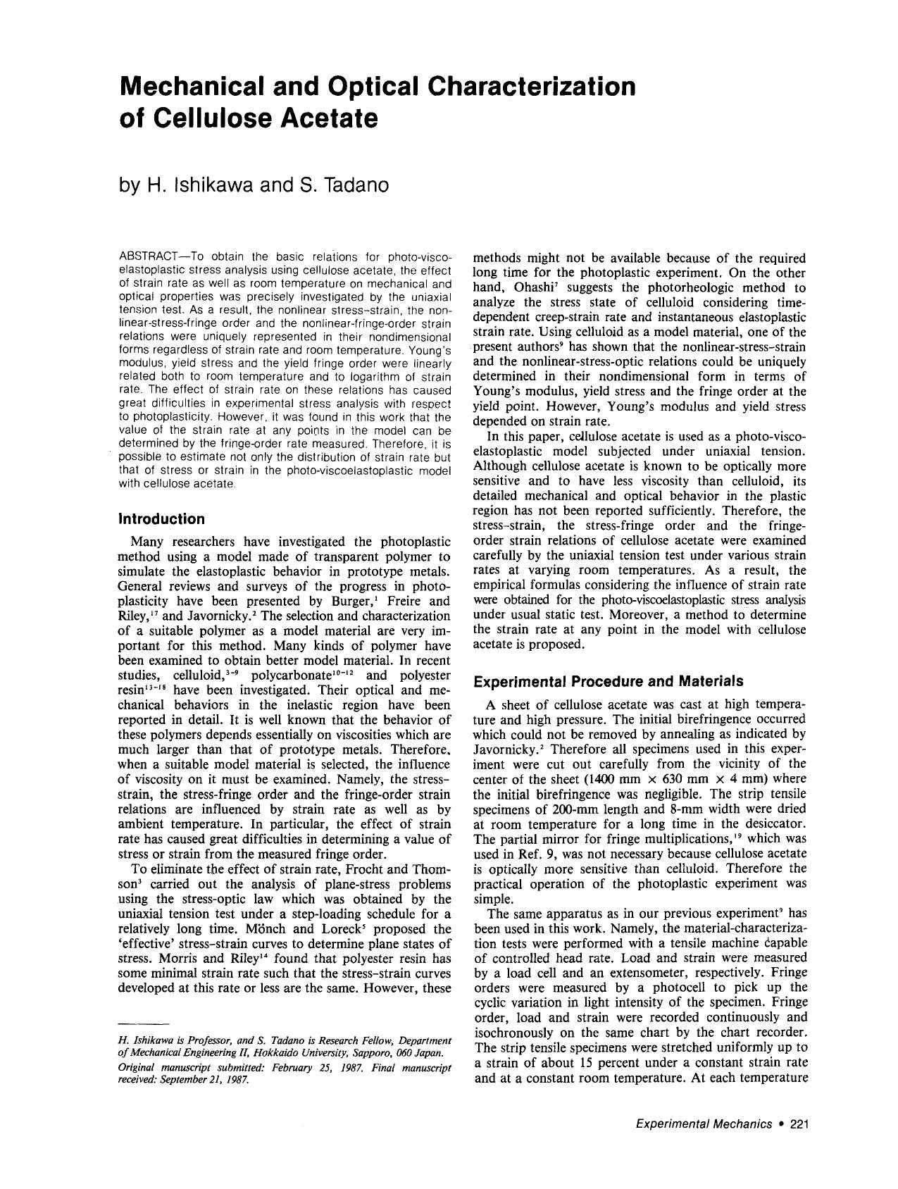 Mechanical and optical characterization of cellulose acetate by Unknown