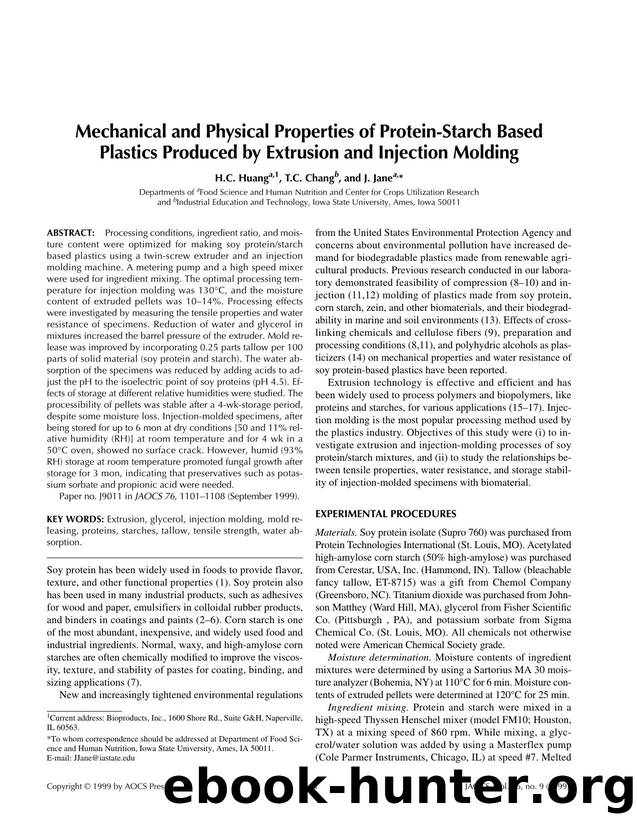 Mechanical and physical properties of protein-starch based plastics produced by extrusion and injection molding by Unknown