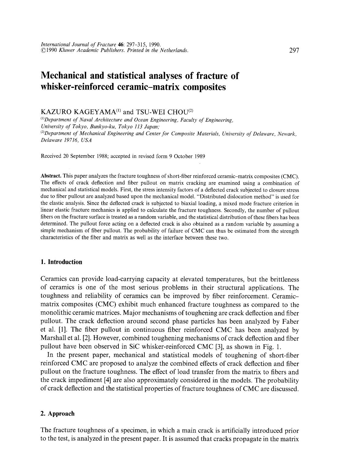 Mechanical and statistical analyses of fracture of whisker-reinforced ceramic-matrix composites by Unknown
