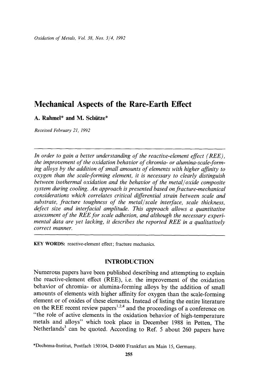 Mechanical aspects of the rare-earth effect by Unknown
