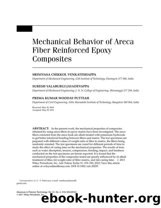 Mechanical behavior of areca fiber reinforced epoxy composites by Unknown