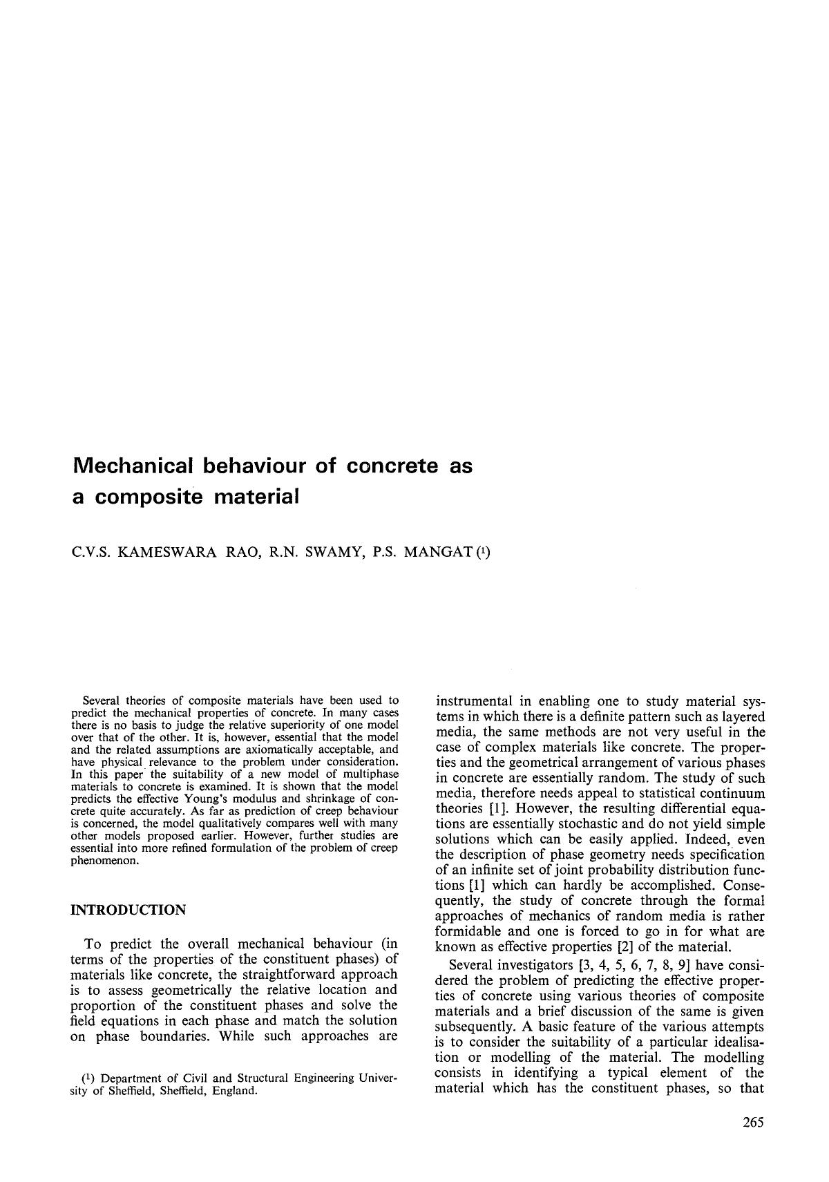 Mechanical behaviour of concrete as a composite material by Unknown