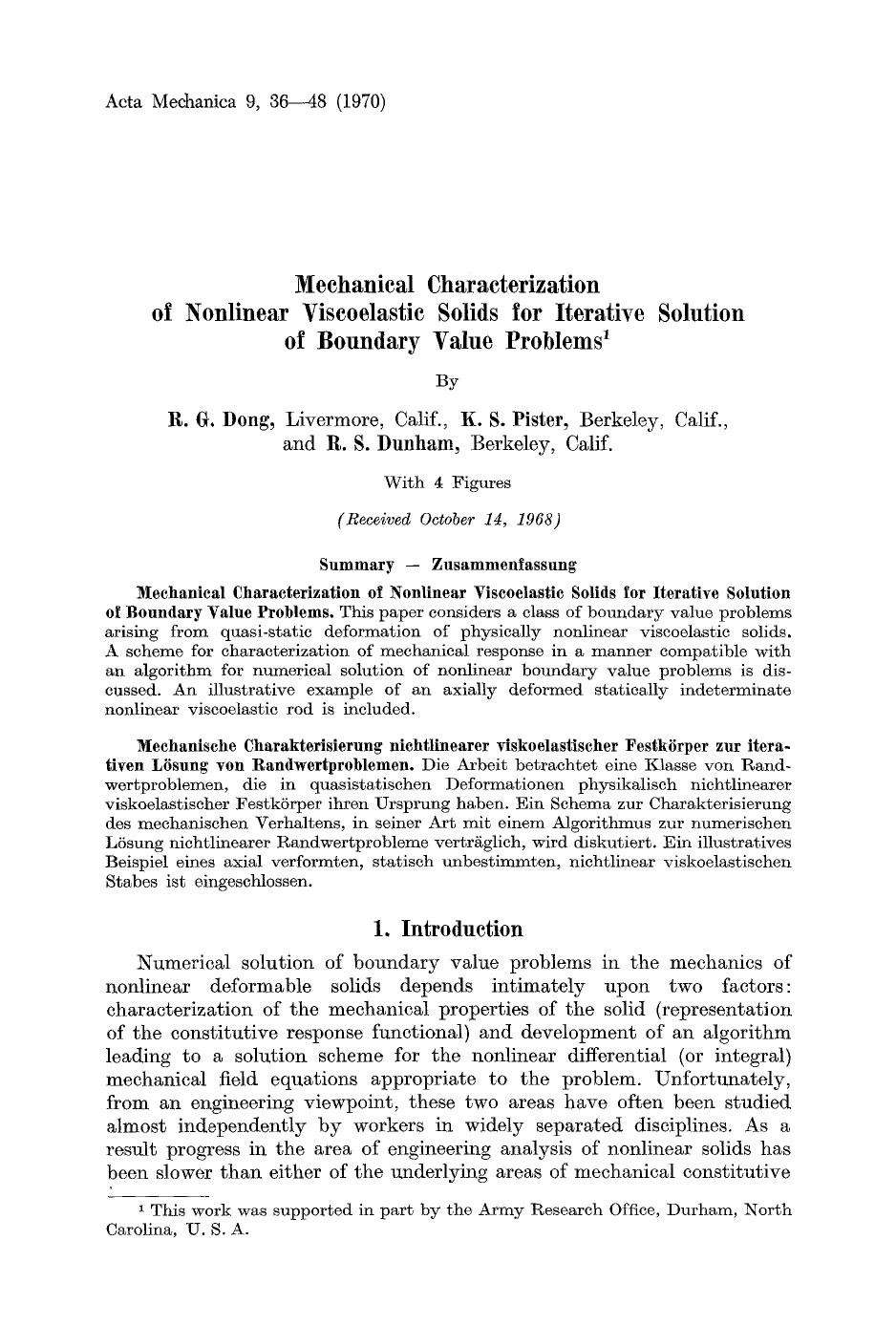 Mechanical characterization of nonlinear viscoelastic solids for iterative solution of boundary value problems by Unknown