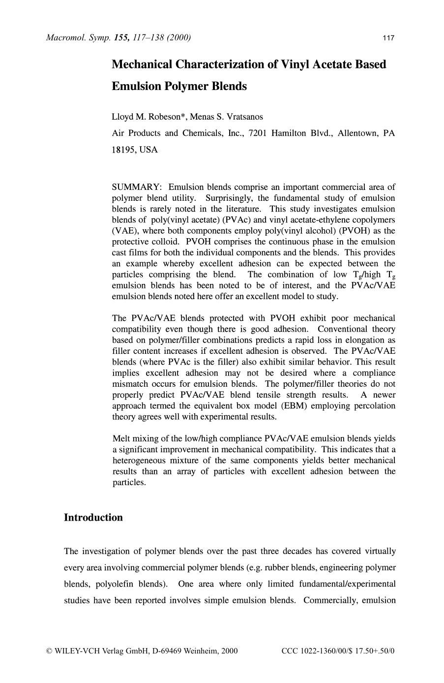 Mechanical characterization of vinyl acetate based emulsion polymer blends by SOD