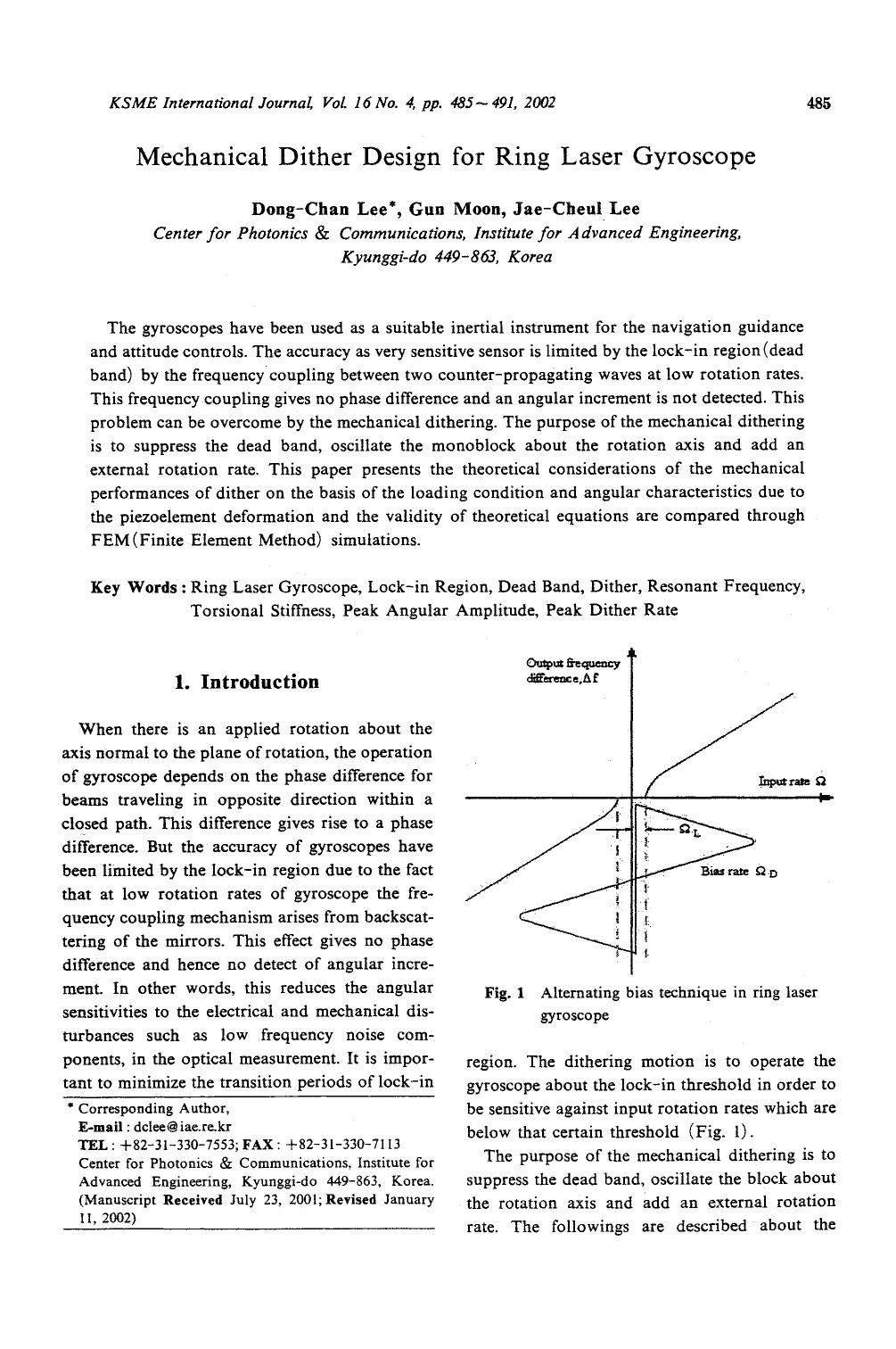 Mechanical dither design for ring laser gyroscope by Unknown