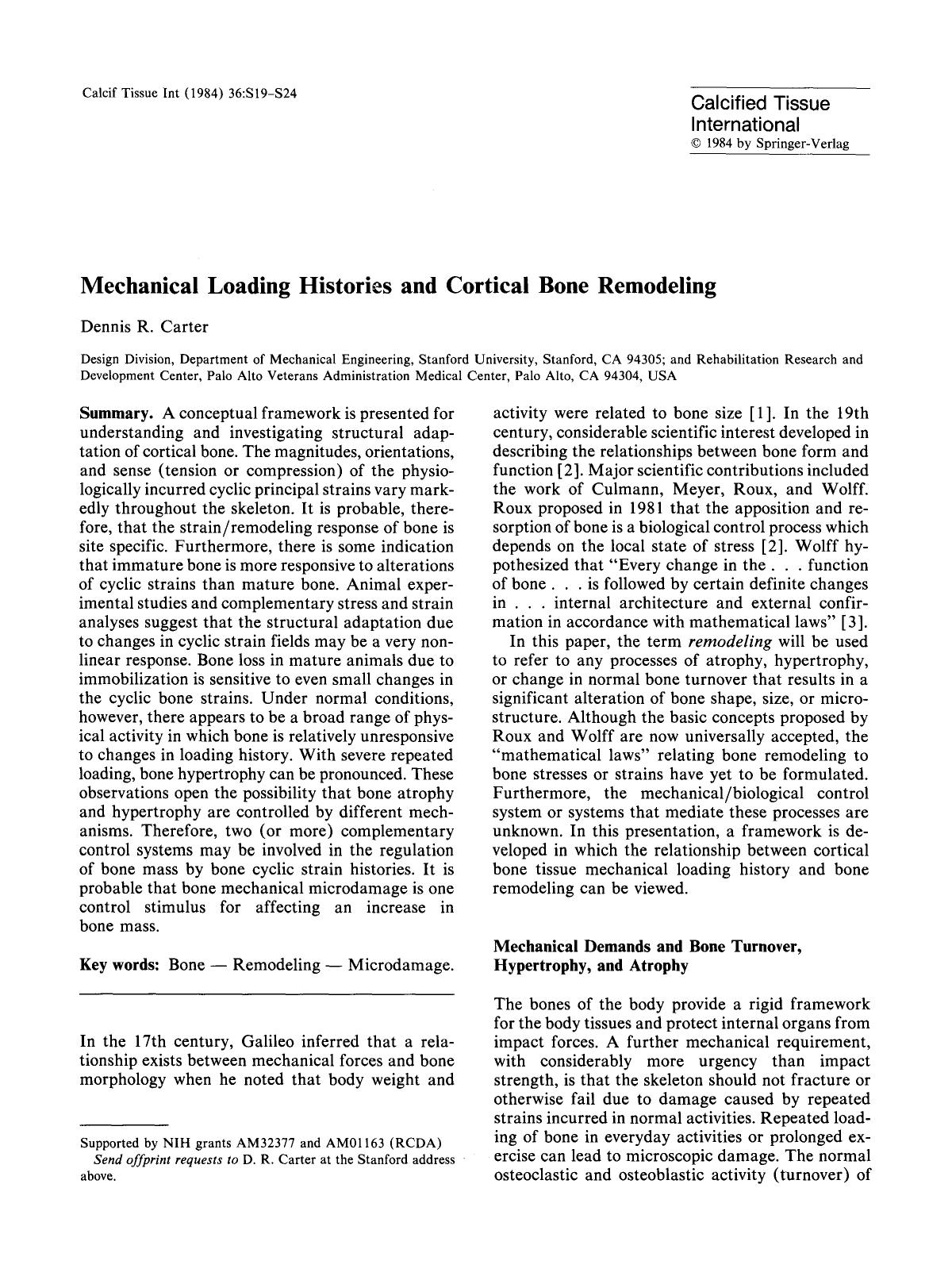 Mechanical loading histories and cortical bone remodeling by Unknown