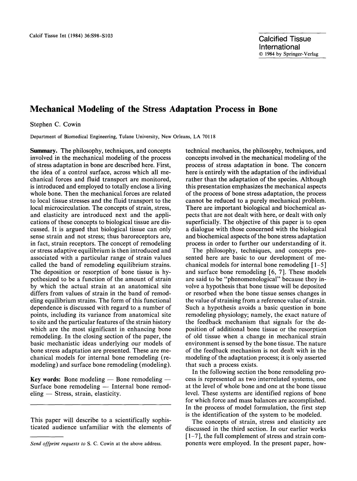Mechanical modeling of the stress adaptation process in bone by Unknown