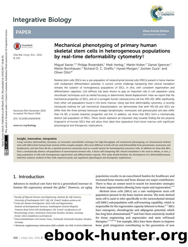 Mechanical phenotyping of primary human skeletal stem cells in heterogeneous populations by real-time deformability cytometry by unknow
