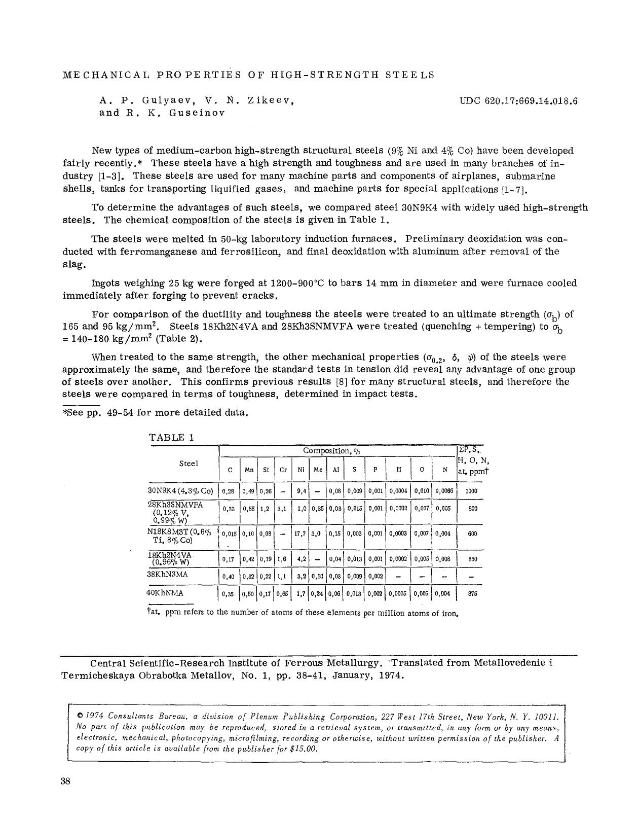 Mechanical pro perties of high-strength steels by Unknown