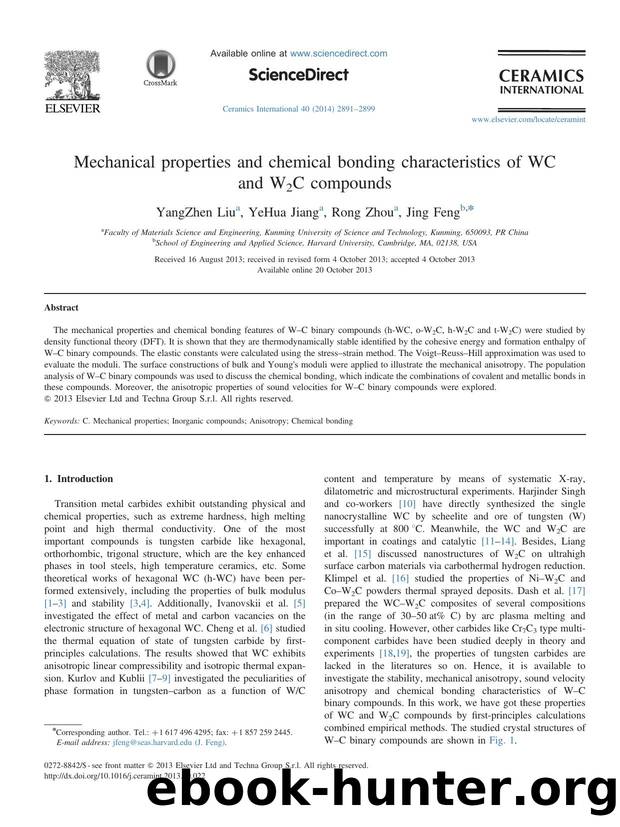 Mechanical properties and chemical bonding characteristics of WC and W2C compounds by YangZhen Liu & YeHua Jiang & Rong Zhou & Jing Feng