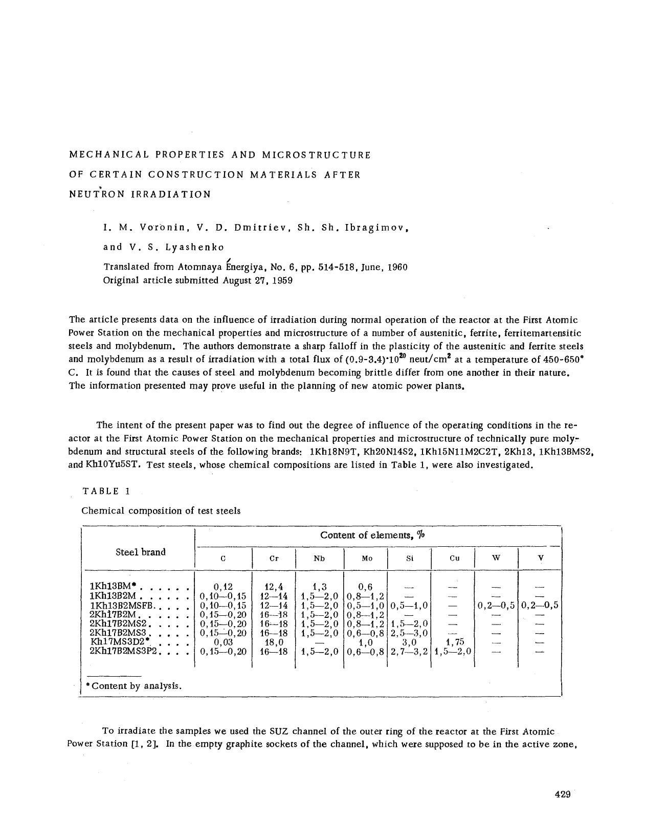 Mechanical properties and microstructure of certain construction materials after neutron irradiation by Unknown
