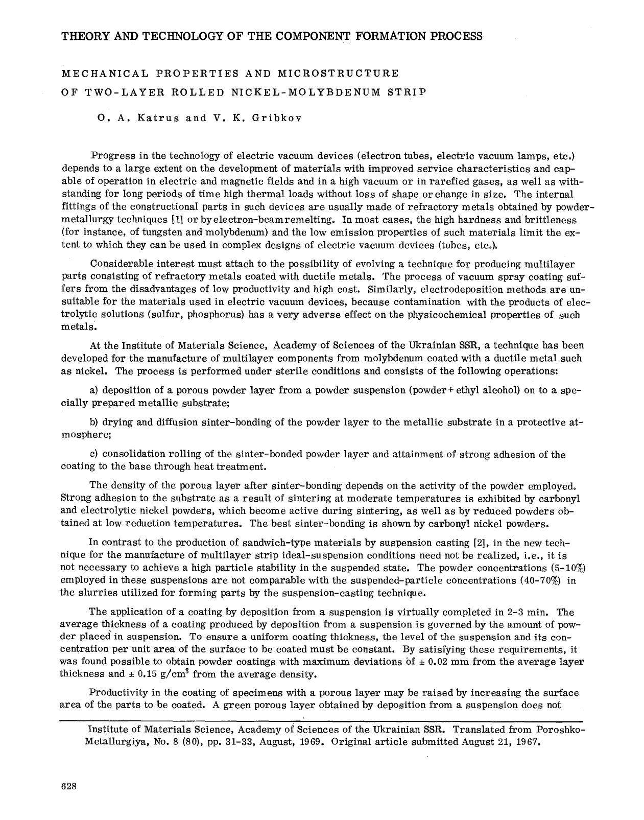 Mechanical properties and microstructure of two-layer rolled nickel-molybdenum strip by Unknown