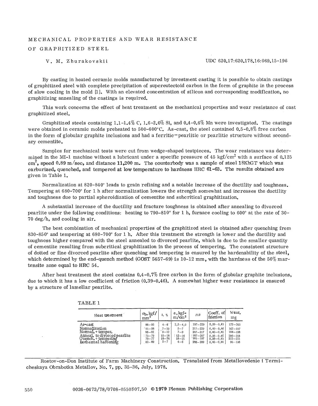 Mechanical properties and wear resistance of graphitized steel by Unknown