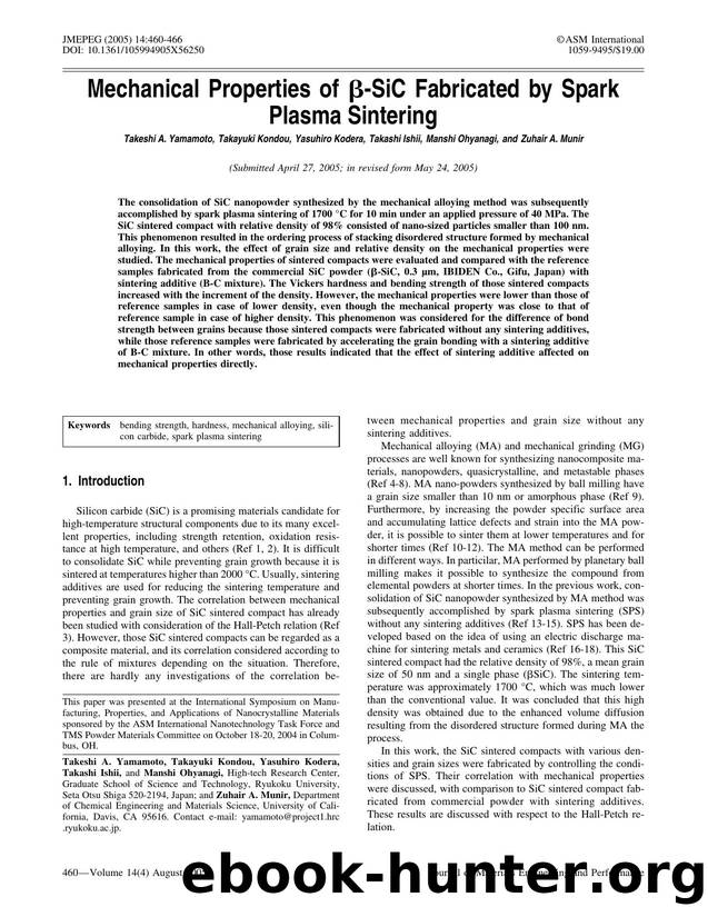 Mechanical properties of &#x03B2;-SiC fabricated by spark plasma sintering by Unknown