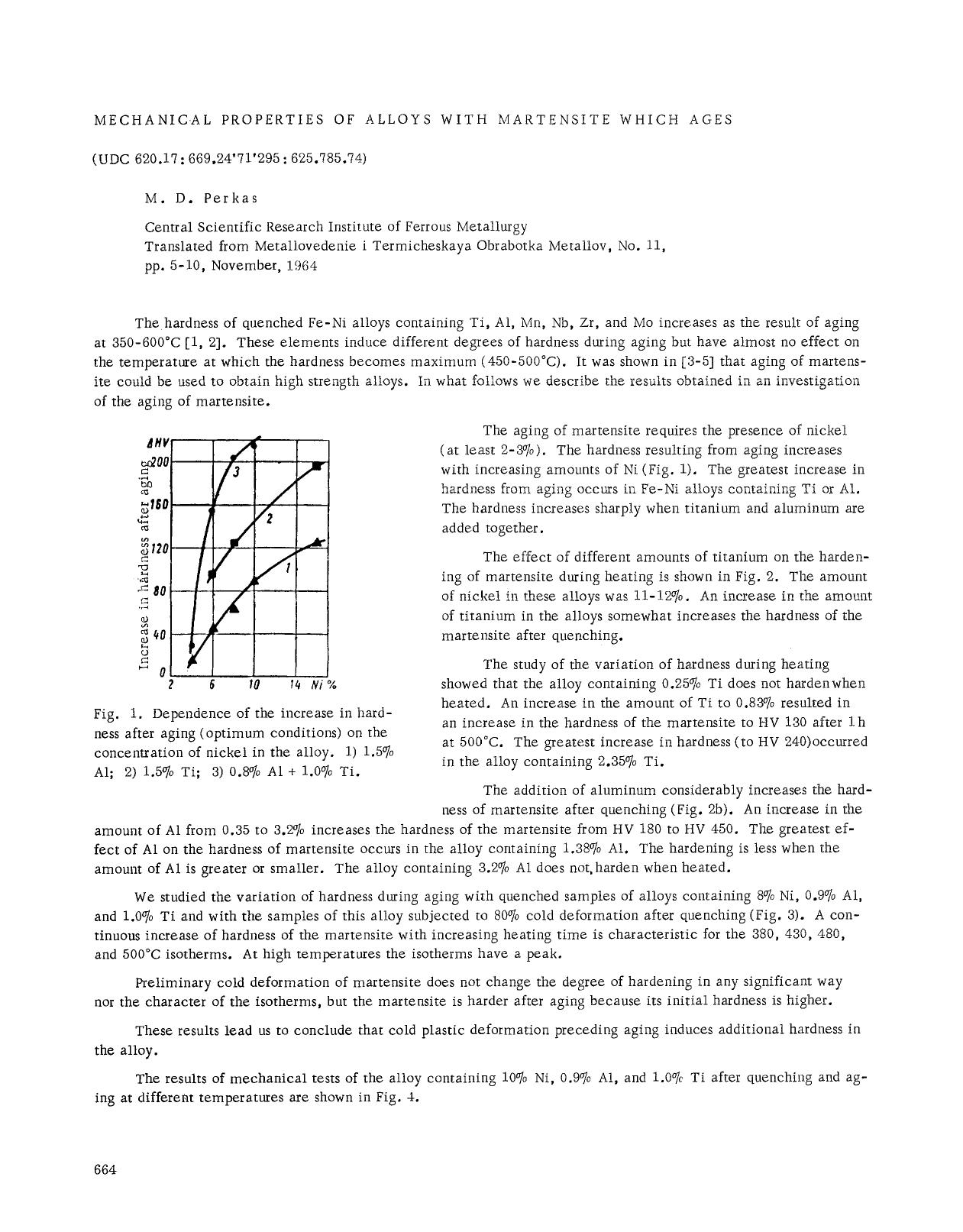 Mechanical properties of alloys with martensite which ages by Unknown