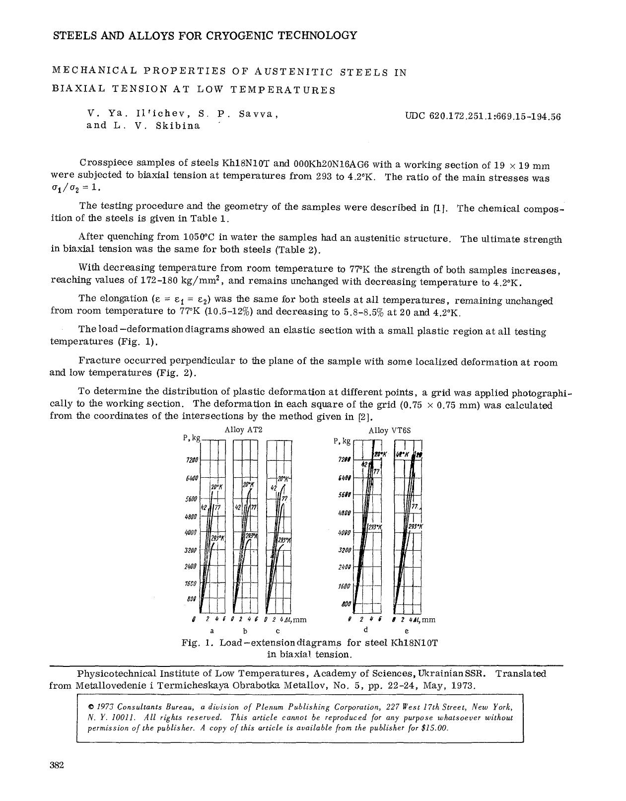 Mechanical properties of austenitic steels in biaxial tension at low temperatures by Unknown