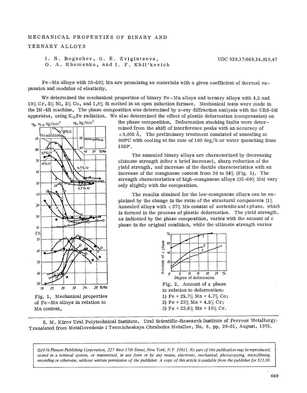 Mechanical properties of binary and ternary alloys by Unknown