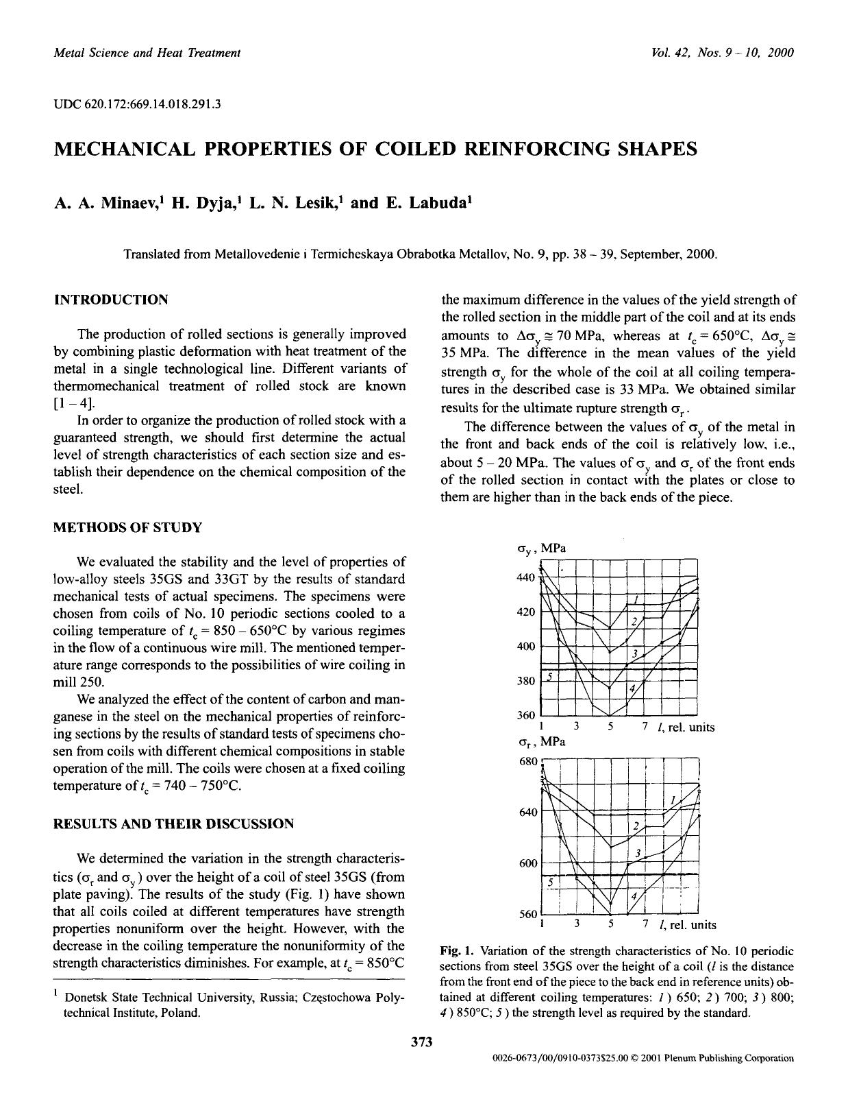 Mechanical properties of coiled reinforcing shapes by Unknown