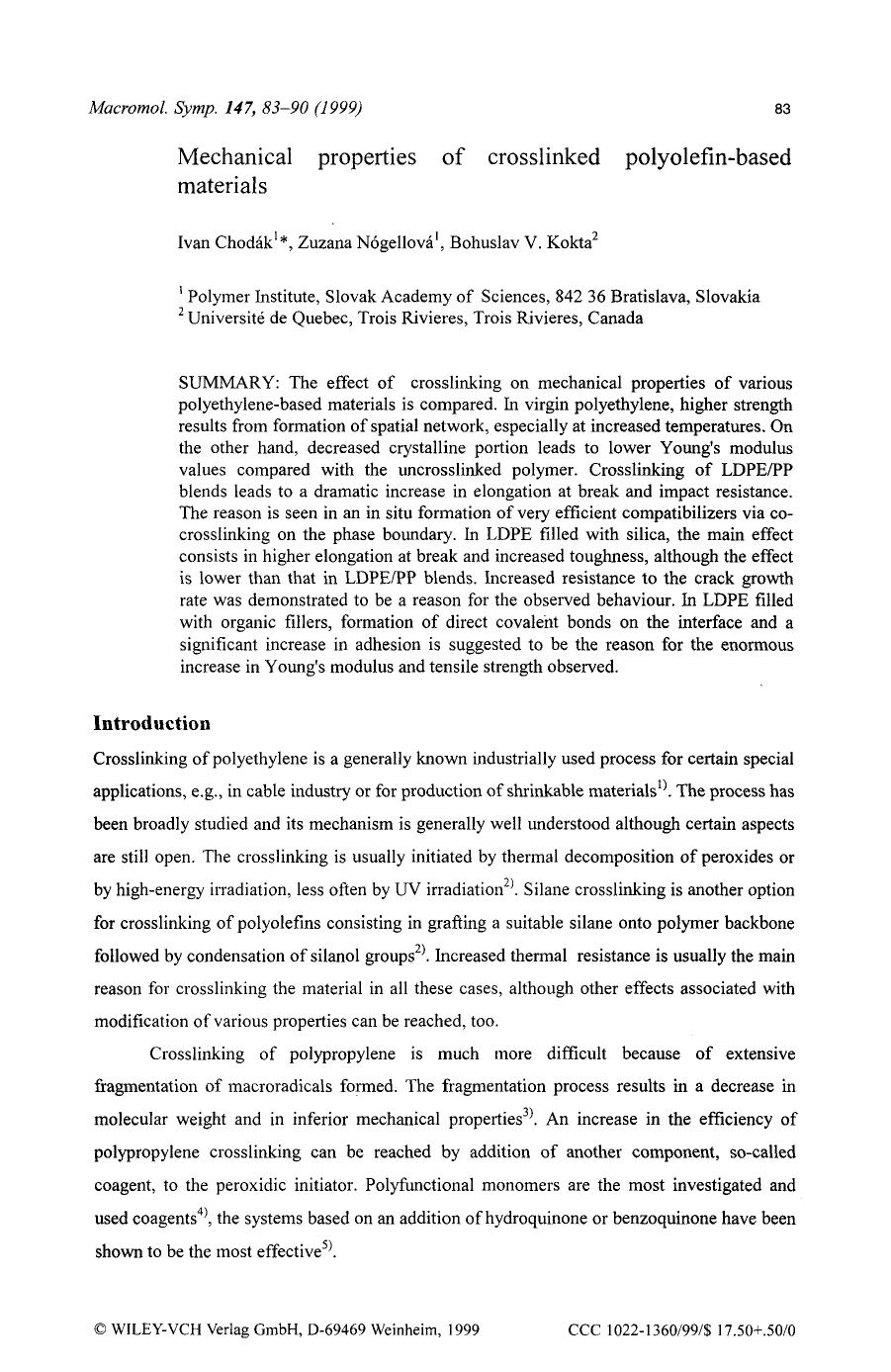 Mechanical properties of crosslinked polyolefinbased materials by Unknown
