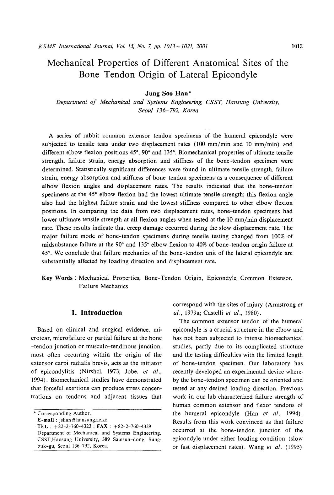 Mechanical properties of different anatomical sites of the bone-tendon origin of lateral epicondyle by Unknown