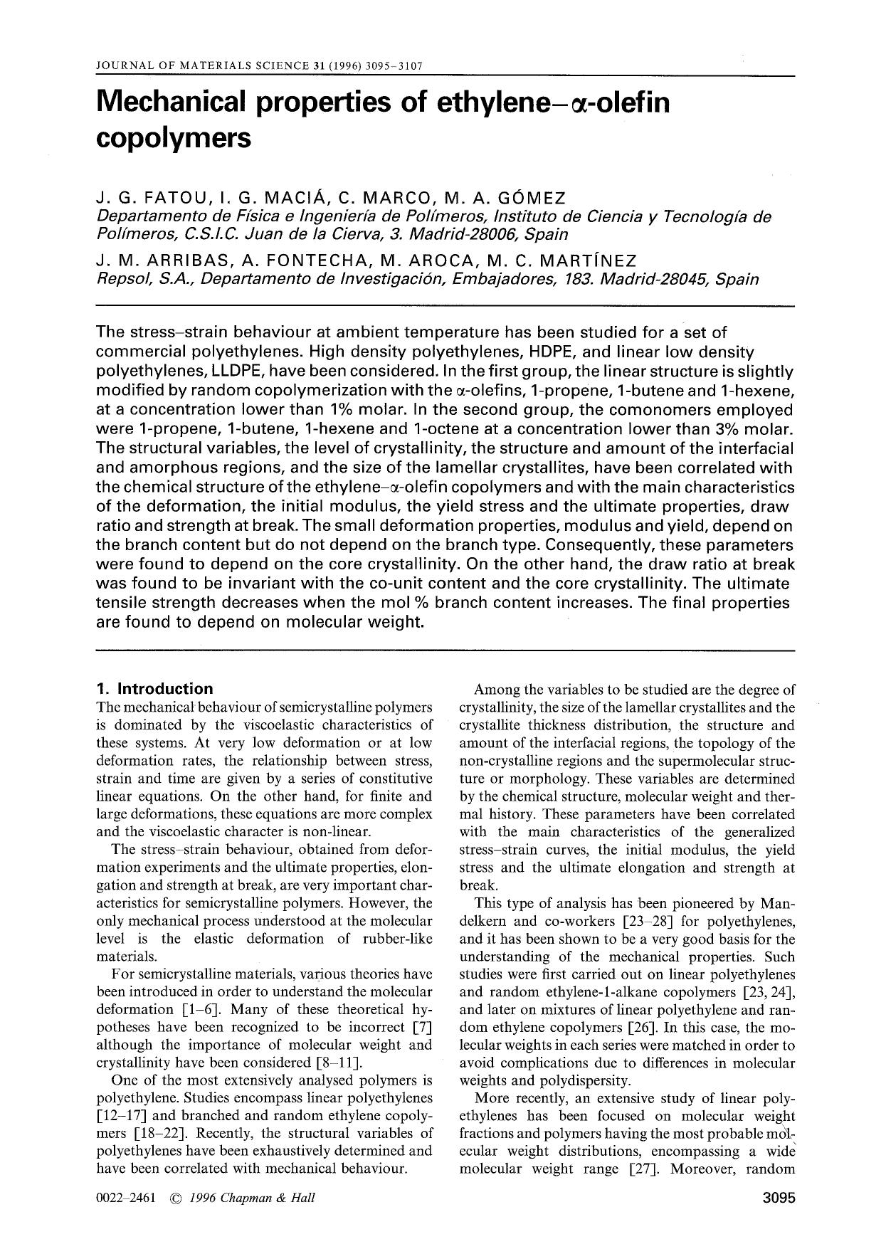 Mechanical properties of ethylene-α-olefin copolymers by Unknown