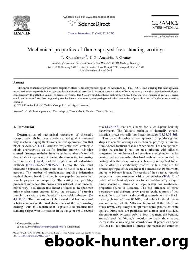 Mechanical properties of flame sprayed free-standing coatings by T. Kratschmer