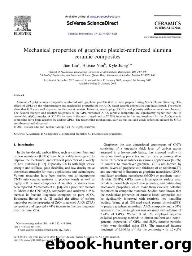 Mechanical properties of graphene platelet-reinforced alumina ceramic composites by Jian Liu & Haixue Yan & Kyle Jiang