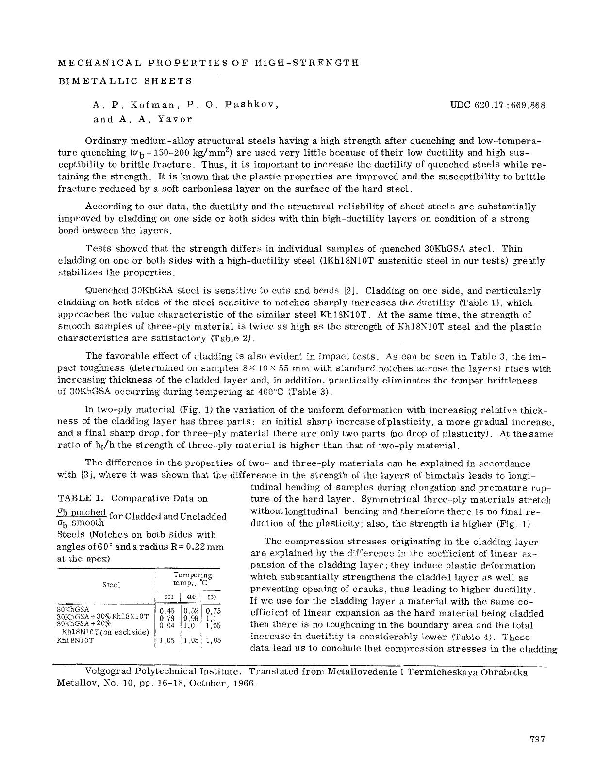 Mechanical properties of high-strength bimetallic sheets by Unknown