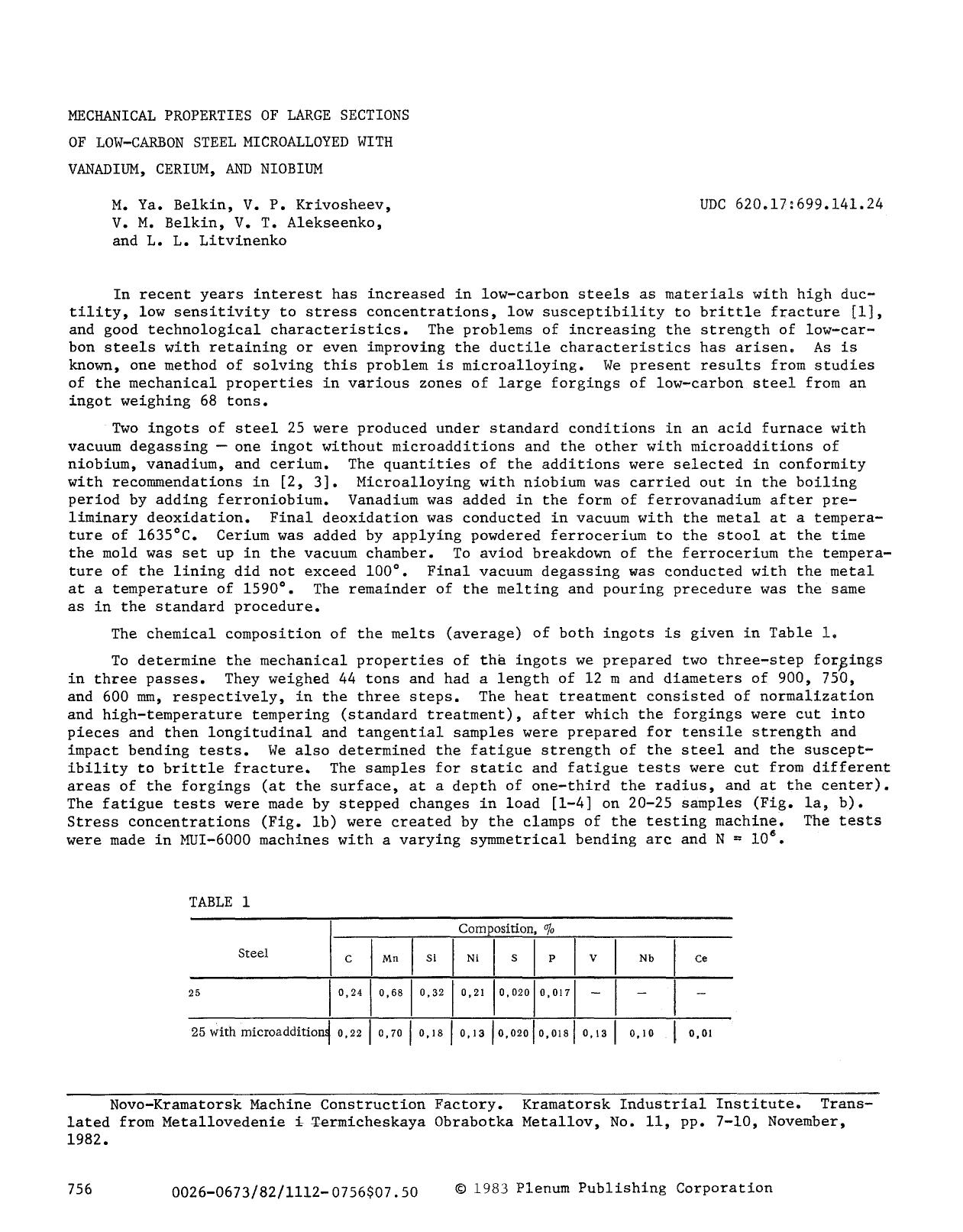 Mechanical properties of large sections of low-carbon steel microalloyed with vanadium, cerium, and niobium by Unknown