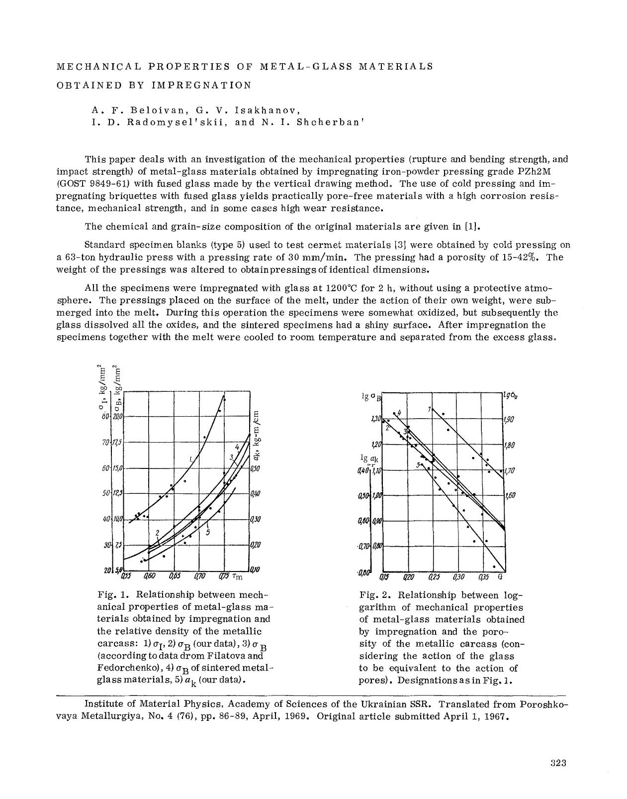 Mechanical properties of metal-glass materials obtained by impregnation by Unknown