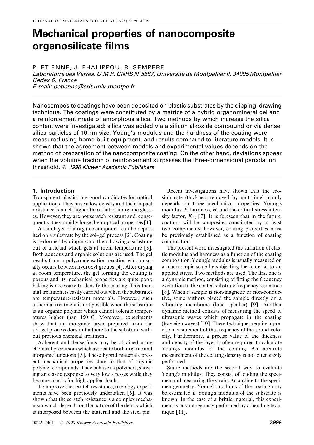 Mechanical properties of nanocomposite organosilicate films by Unknown